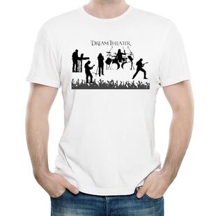 梦剧院乐队T恤衫白色短袖圆领流行衣服男女Dream Theater T-shirt