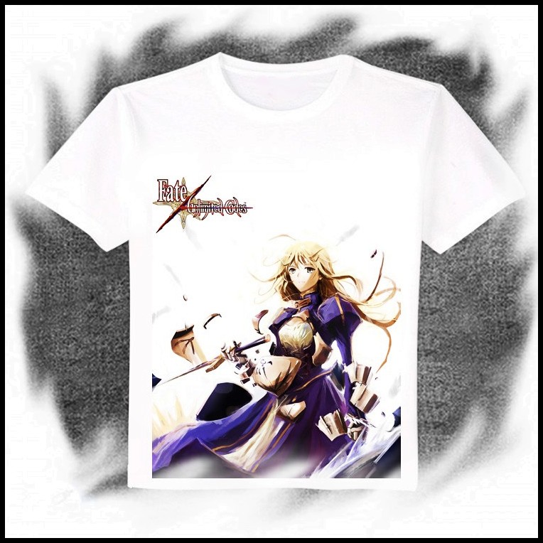 衣服 Fate Unlimited Codes Saber 吾王 动漫周边白色长短袖t恤