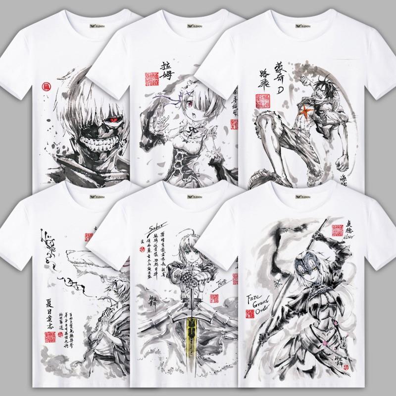 fate go黑贞德 夏目友人帐 蕾姆周边衣服动漫水墨画二次元短袖T恤