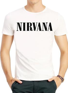 涅磐乐队T恤衫欧美朋克印花短袖白色圆领衣服男女Nirvana T-shirt