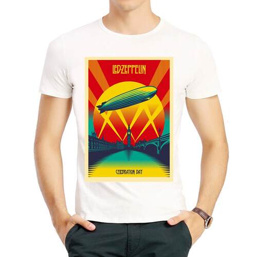 齐柏林飞艇T恤白色乐队短袖欧美个性衣服男Led zeppelin T-shirt