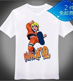 无胶感 动漫周边 牛奶丝 T恤 火影忍者naruto 开心的漩涡鸣人