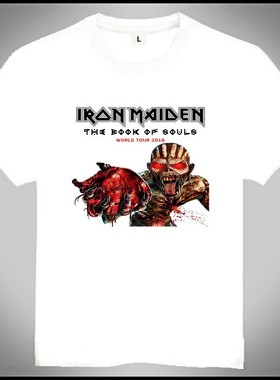 Iron Maiden T-shirt 铁娘子乐队 T恤 订制T恤 白色欧美潮流T恤