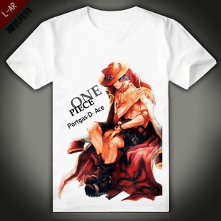 海贼王T恤 艾斯 动漫T恤 白色A3T恤/短袖/T恤 男士女士修身T恤
