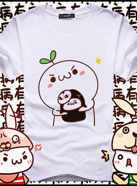 颜文字超萌动漫短袖千寻无脸男小起龙猫A梦葫芦娃小兰唐僧童年T恤