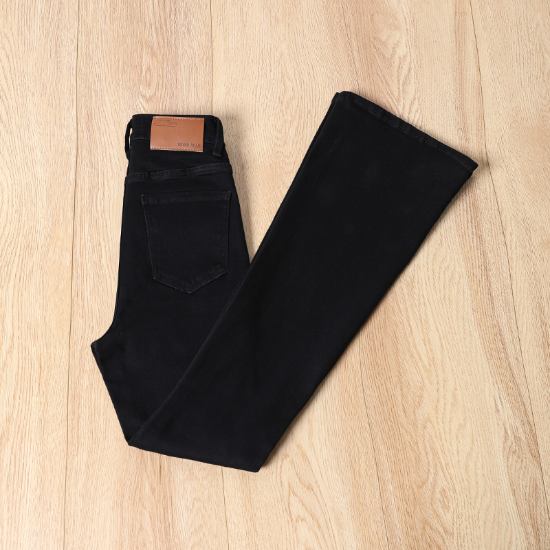 黑色微喇牛仔裤女春秋冬季新款小个子大码高腰显瘦辣妹喇叭长裤子