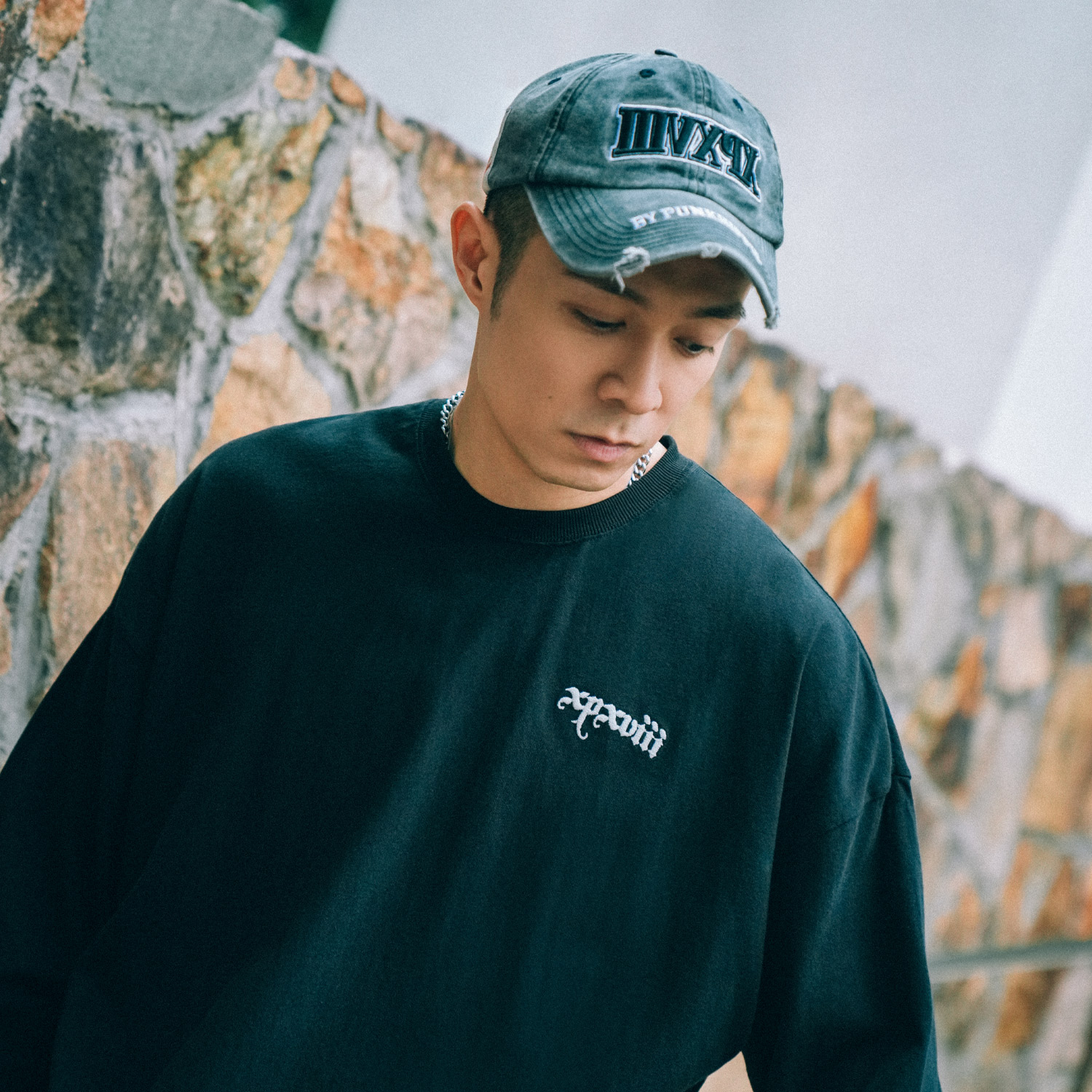 XPX 周柏豪 前后反光团队LOGO印花长袖T恤