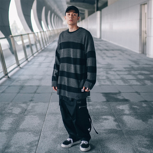 套头圆领撞色经典 XPX KNIT STRIPPED 条纹针织毛衣 周柏豪