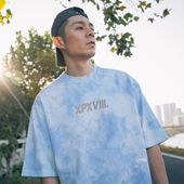 粉蓝双色扎染印花短袖 XPX T恤 TIE DYE 周柏豪 MAREBLE