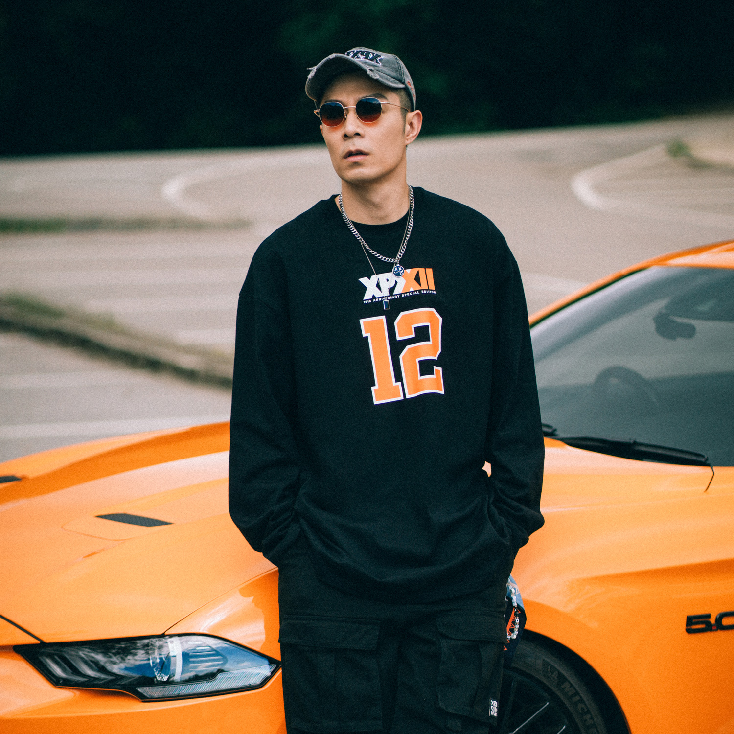 XPX 周柏豪 12周年限定简约logo图案长袖T恤