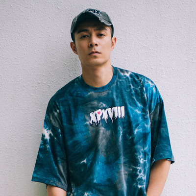 XPX 周柏豪 团队扎染印花布圆领短袖T恤