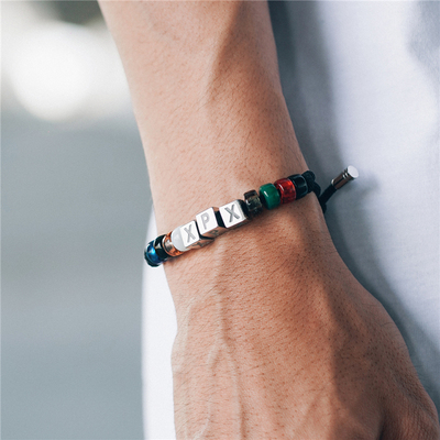 XPX 周柏豪METAL & GLASS MULTI BEADS BRACELET金属徽章串珠手链