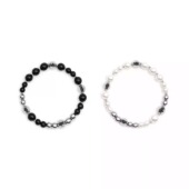 周柏豪 AGATE XPX DECO 黑白双色拼接串珠手链