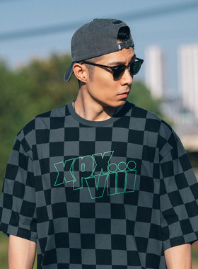 XPX 周柏豪 XPXVIII CREW NECK 双色印花棋盘格仔短袖T恤