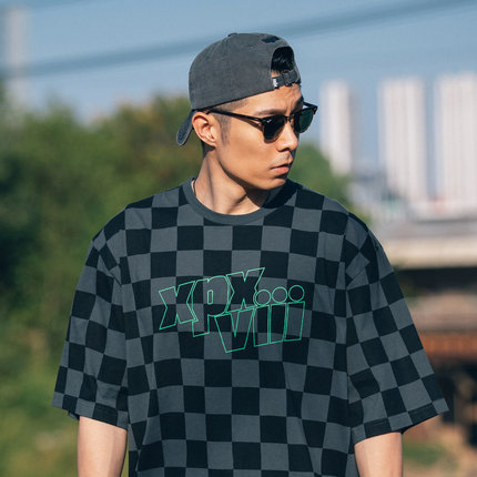 XPX 周柏豪 XPXVIII CREW NECK 双色印花棋盘格仔短袖T恤