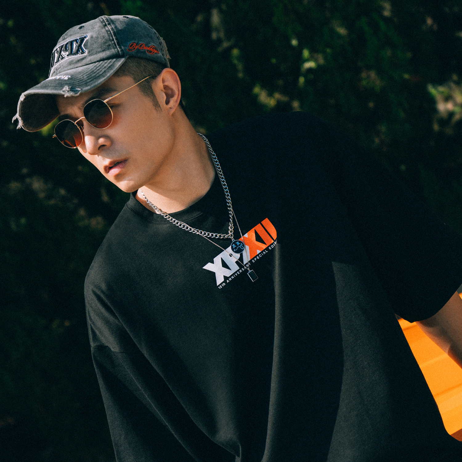 XPX 周柏豪 12周年限定12号字母烫石logo短袖T恤