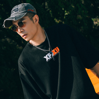 XPX 周柏豪 12周年限定12号字母烫石logo短袖T恤