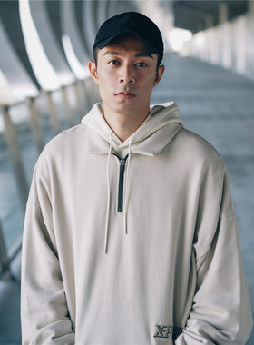 XPX 周柏豪 HALF ZIP TRACK 简约半拉链套头加绒卫衣