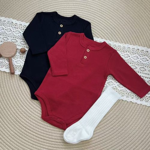 婴幼儿包屁衣哈衣爬服红色螺纹纯棉前胸开扣66-100三角哈衣