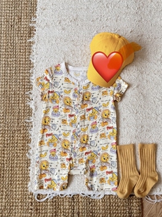 独家竹纤维短爬可爱卡通翠迪短袖 爬服哈衣连体衣男女宝宝