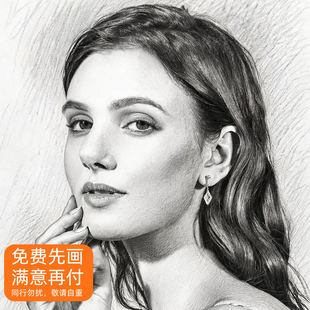 素描画像定制照片转肖像画油画人像画人物彩铅笔画头像水彩肖像画