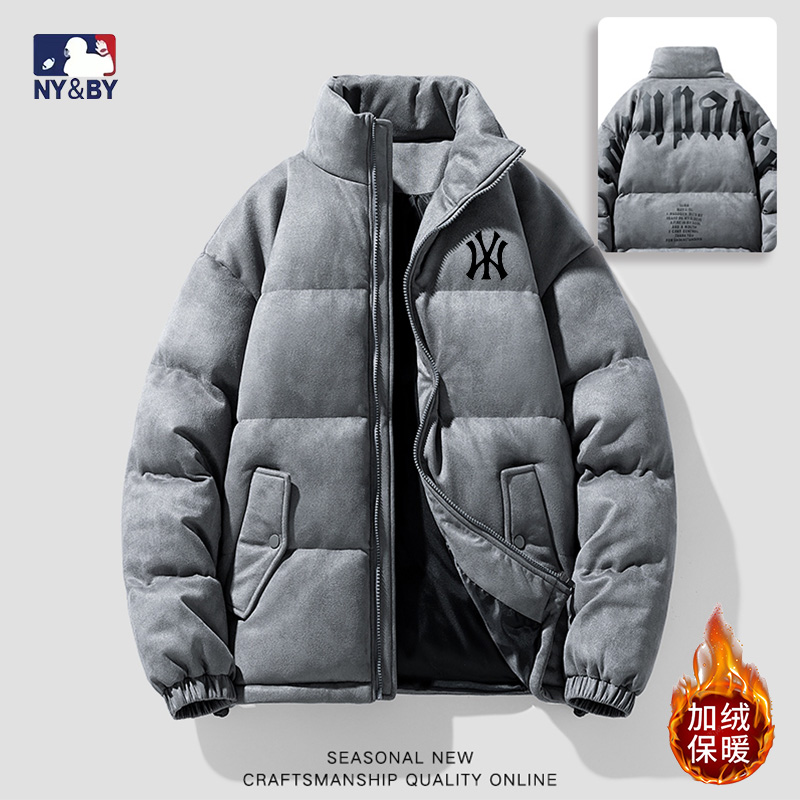 反季折扣冬季麂皮绒纯色潮牌棉服上衣外套男生新款加绒加厚保暖男