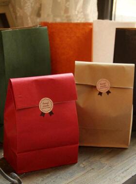 包邮平口纸袋/复古简约无手提可折口纯色多色牛皮纸礼品袋包装袋