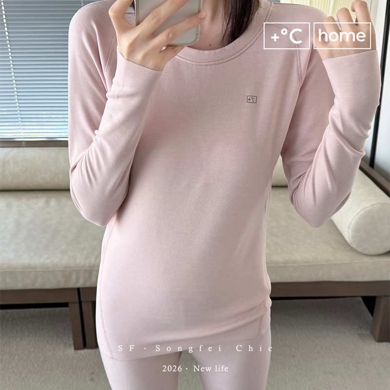 3573腈纶发热薄绒保暖套装女亲肤舒适打底内衣磨毛秋衣秋裤二件套