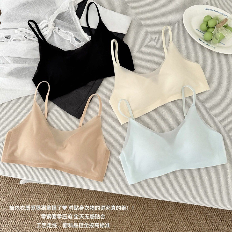 CecilyKrutch-8387#轻氧透纱奶皮美背bar夏季薄款细肩带美背文胸