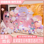 Birthday decoration scene arrangement girl ins star dew children one year old balloon party hundred day banquet background wall 2