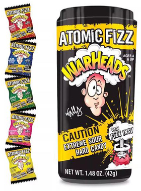 美国Warheads Atomic Fizz-黑罐酸味硬糖多种混合水果口味42g