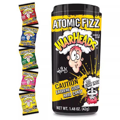 美国Warheads Atomic Fizz-黑罐酸味硬糖多种混合水果口味42g