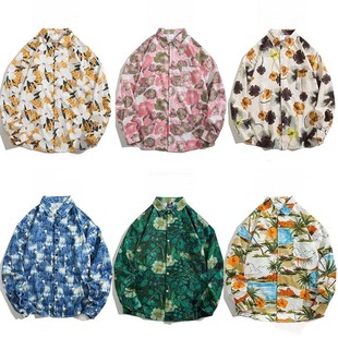 夏威夷vintage男女花衬衫 衬衣潮牌外套 复古痞帅沙滩港风情侣长袖