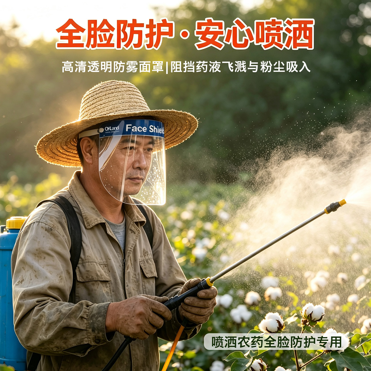 打农药防护面罩喷农药隔离高清透明全脸头罩不起雾防粉尘防雨水