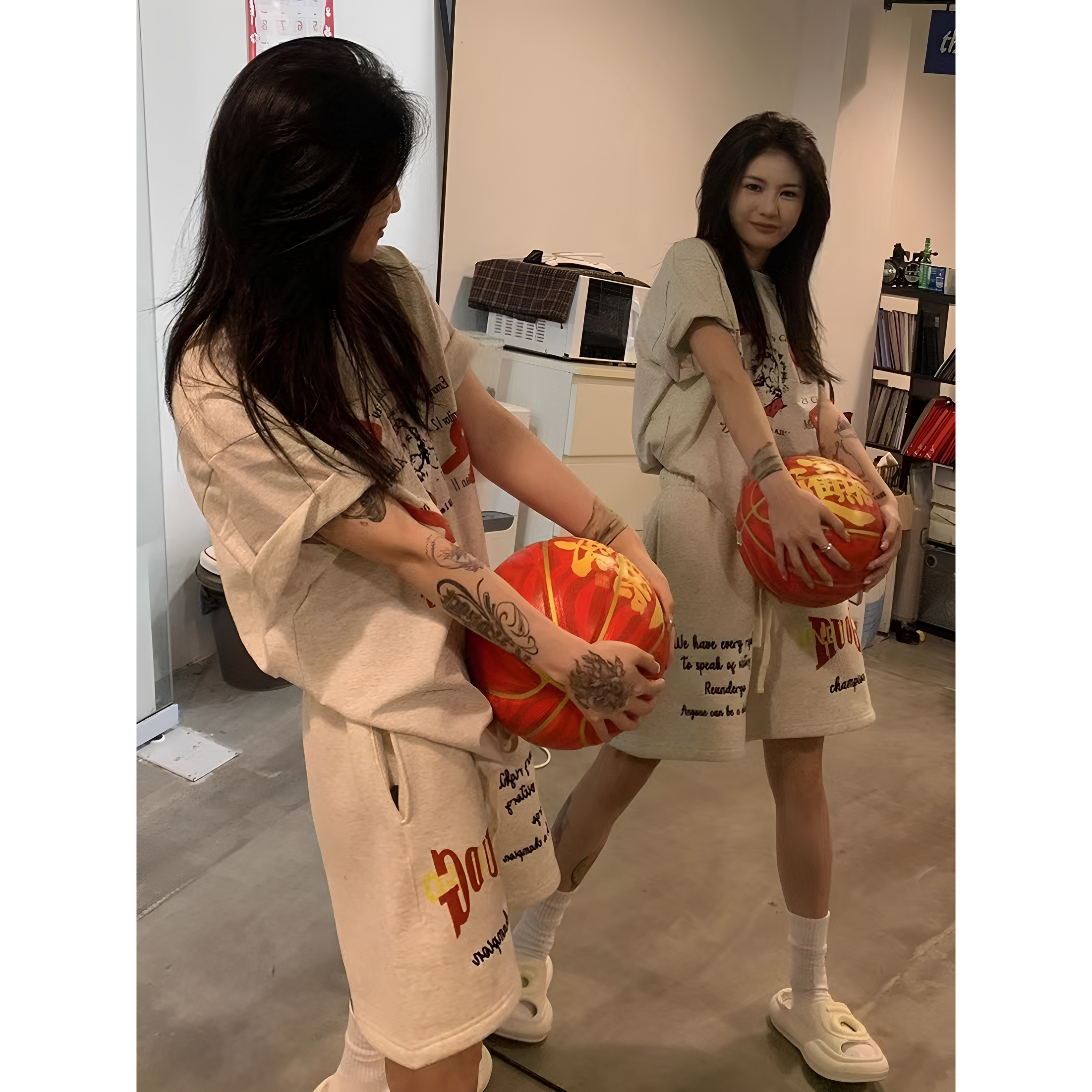 休闲运动套装女夏季薄款韩版学生宽松显瘦减龄短裤短袖时尚两件套