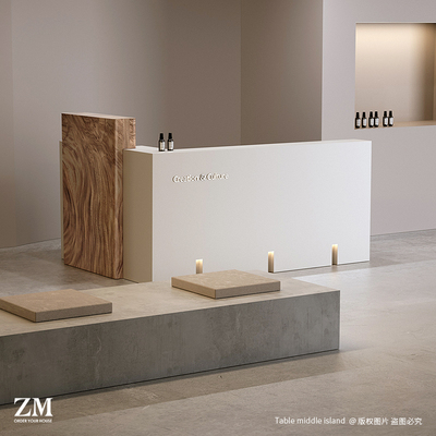 侘寂风铁木转角原木收银台