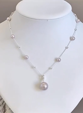 法式曼塔玫瑰色珍珠项链女款高级感轻奢小众锁骨链2025新款爆款