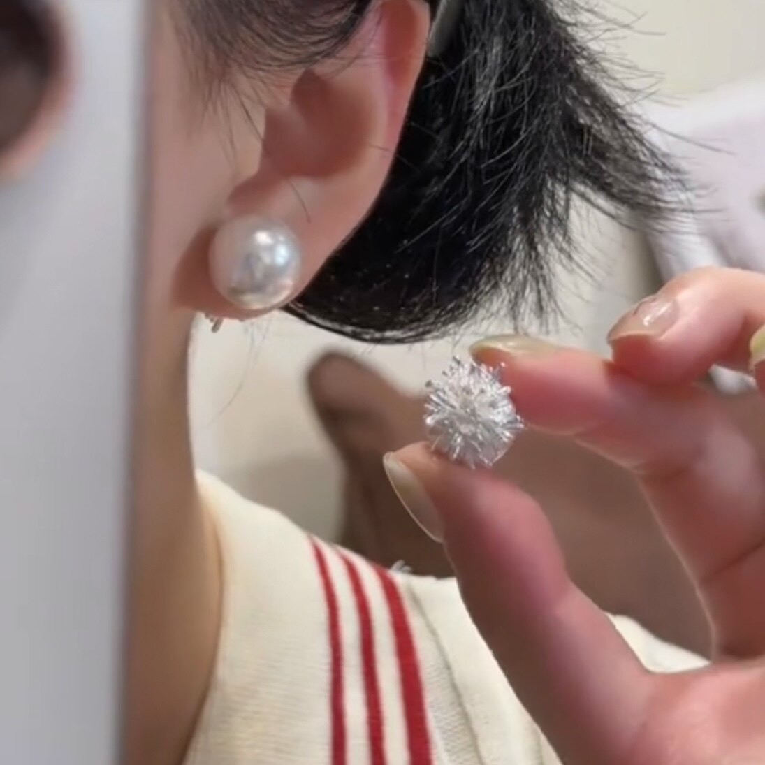 s925银针耳饰璀璨烟花太阳花朵锆石珍珠耳环轻奢个性简约气质耳饰