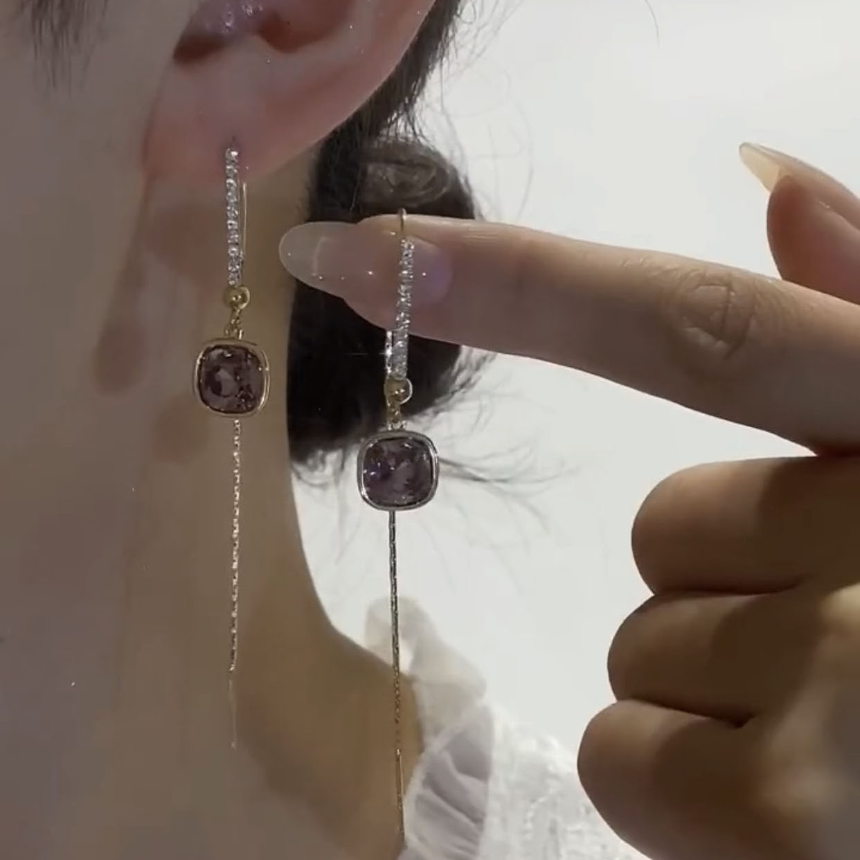 耳环银针女紫气东来耳饰