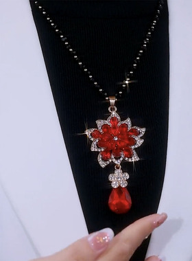 花朵毛衣项链高级感挂件配饰