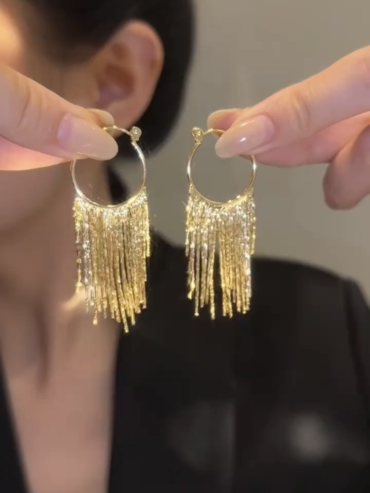 高级感瀑布流苏耳环耳饰