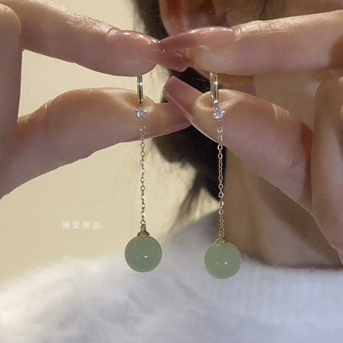 显脸瘦流苏高级感玉石耳坠