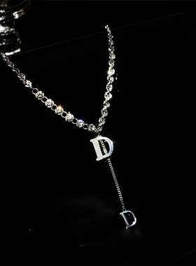 轻奢小众设计D字母重工款毛衣链