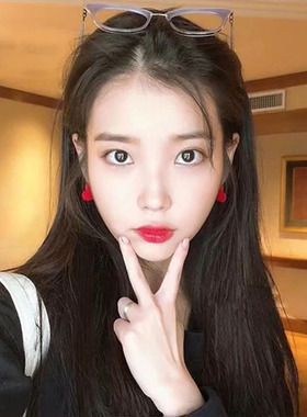 韩版风  iu同款耳环磨砂感红色桃心印字耳钉个性可爱甜酷耳饰潮