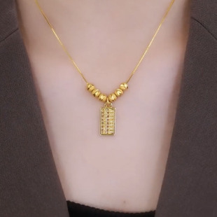 招财进宝如意算盘项链女时尚大气中国风辣妈锁骨链钛钢不掉色配饰