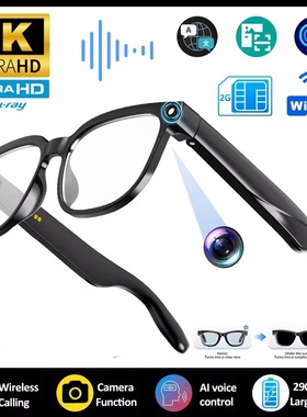 4K AI Smart Glasses Bluetooth Camera Translation Sunglasses