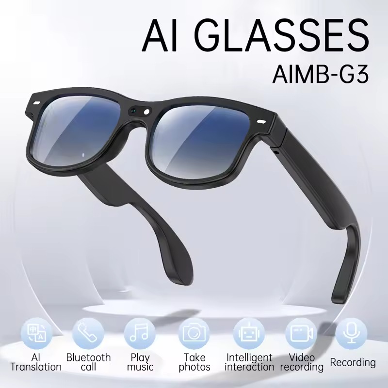 AI Smart Glasses Translation Sunglasses Bluetooth Call Music Play 8MP Camera Video Recording