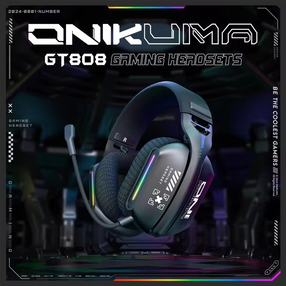 ONIKUMA GT808 2.4G Wireless Gaming PC Wired Desktop Headset