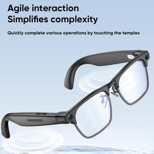 semi-rimless glasses AI translator video camera headphone