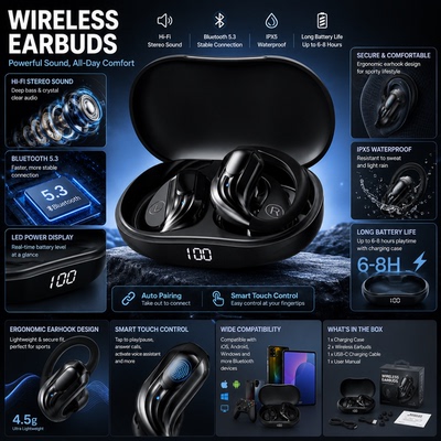 Wireless Headphones Bluetooth Earphones Noise Reduction